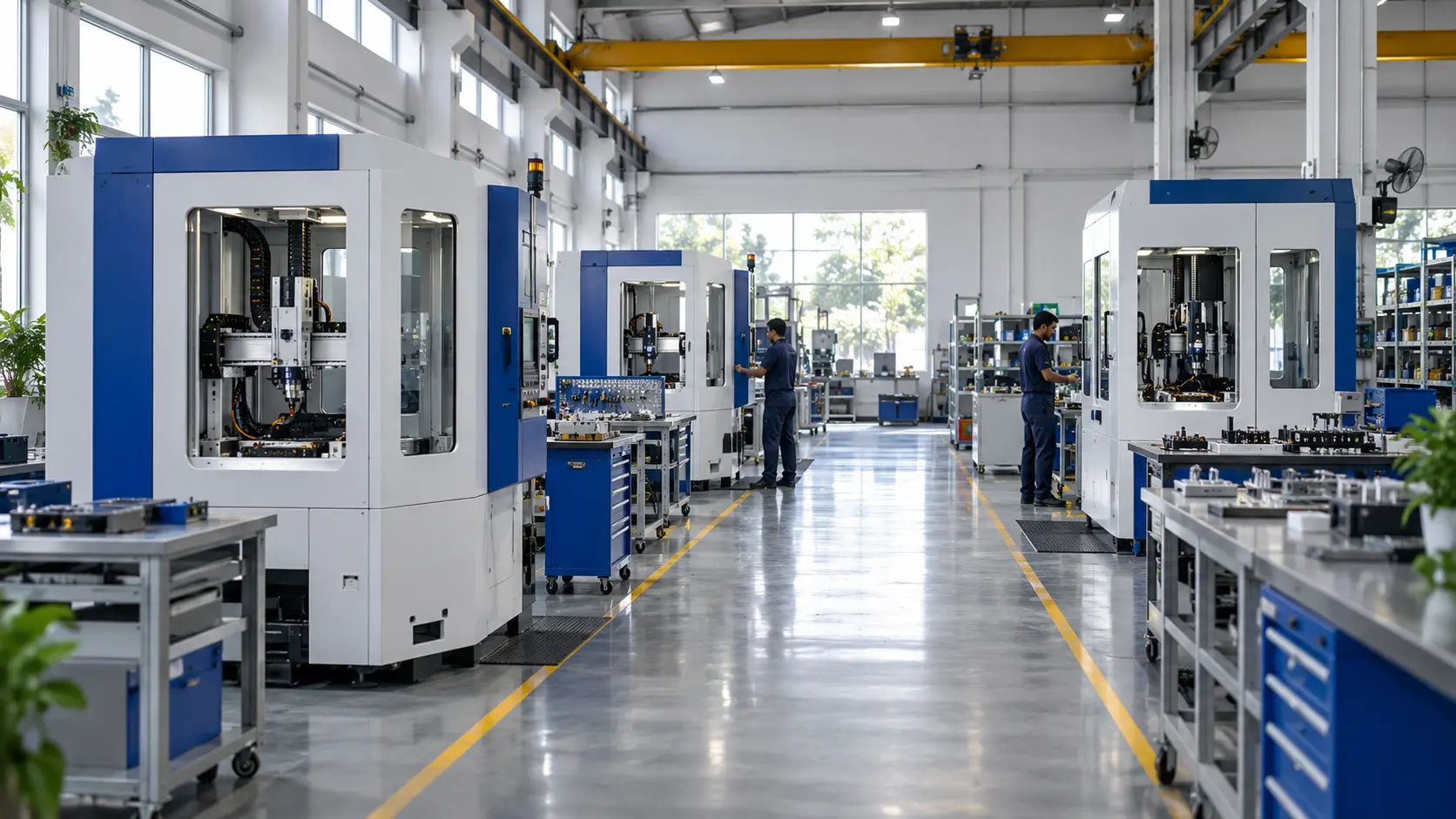 Concept view of a clean precision machine-building floor